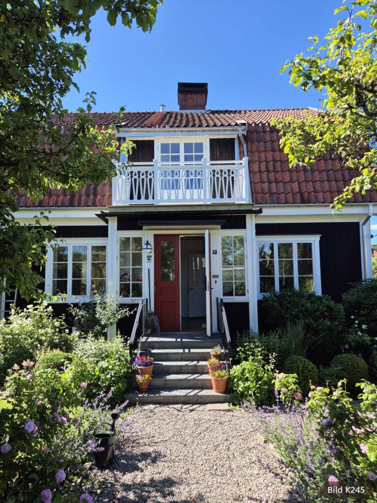 Fönsterdörr Pardörr 1+1-glas Allmogeprofil Mod 105 Vit Spröjs innerbåge Svart hus från Allmoge.